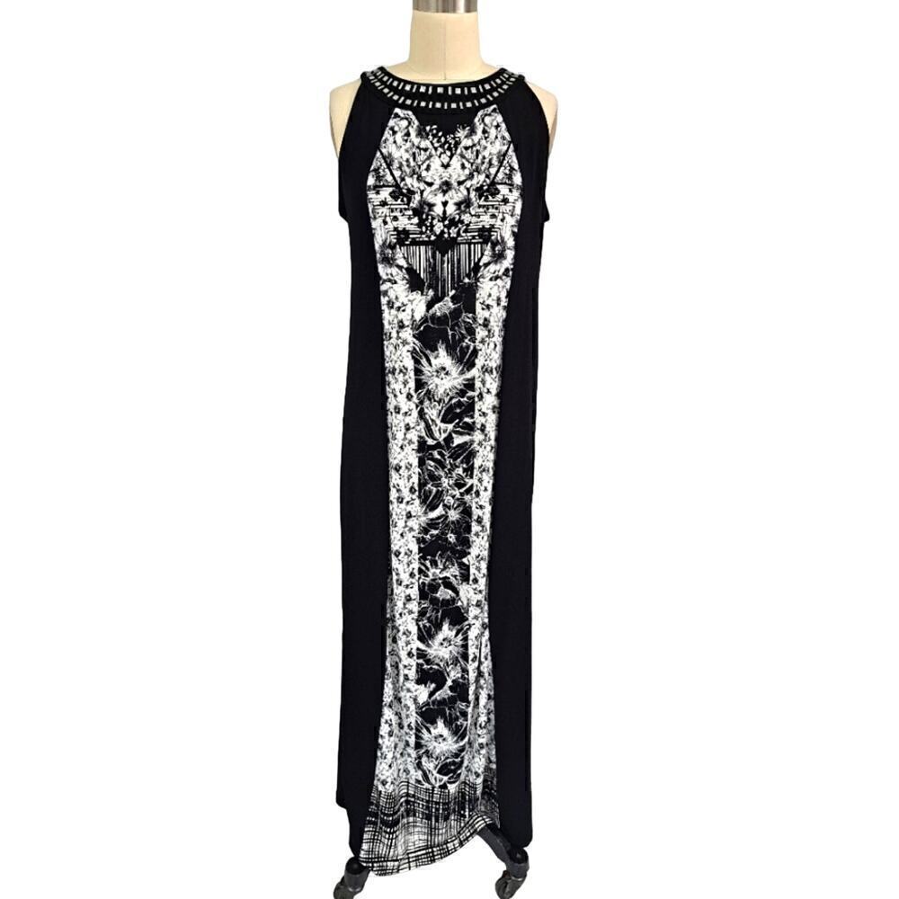 Style & Co long black and white column maxi dress M